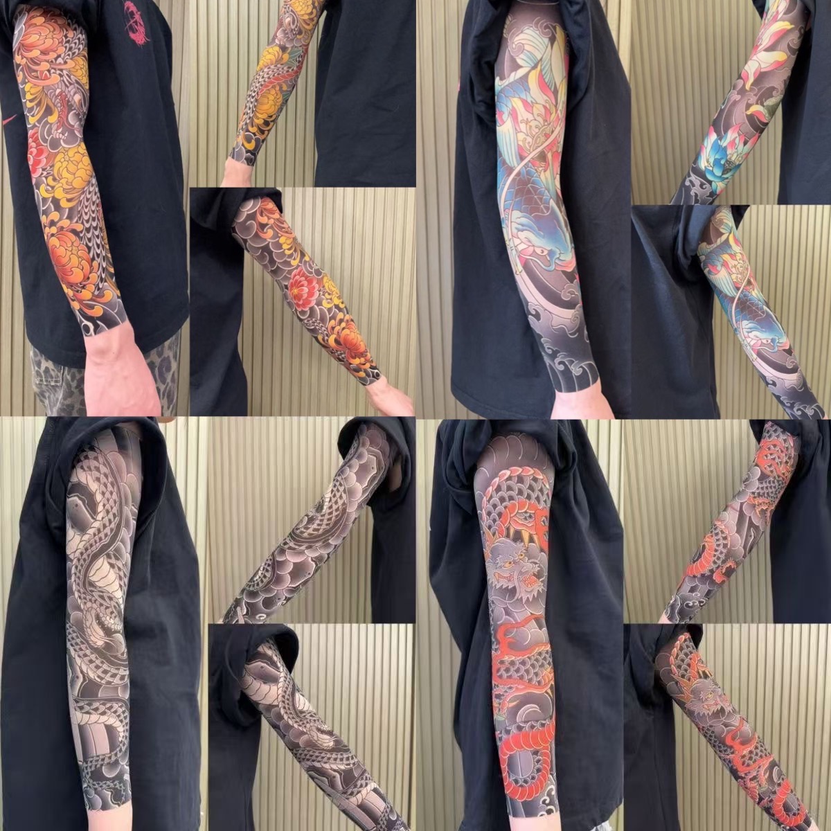 （Surprise 50% Off Set）Tattoo Arm Sleeve 4 Piece Set Ultra Light Tattoo Arm Sleeve High Elasticity Seamless Original Designer Collection
