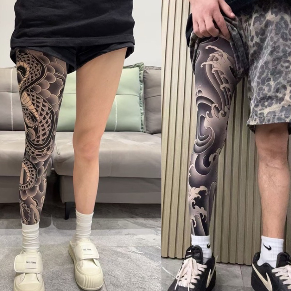[Free Shipping Set]Tattoo Arm Stocking 2 Piece Set High Elasticity Seamless Tattoo Pantyhose Original Designer Collection