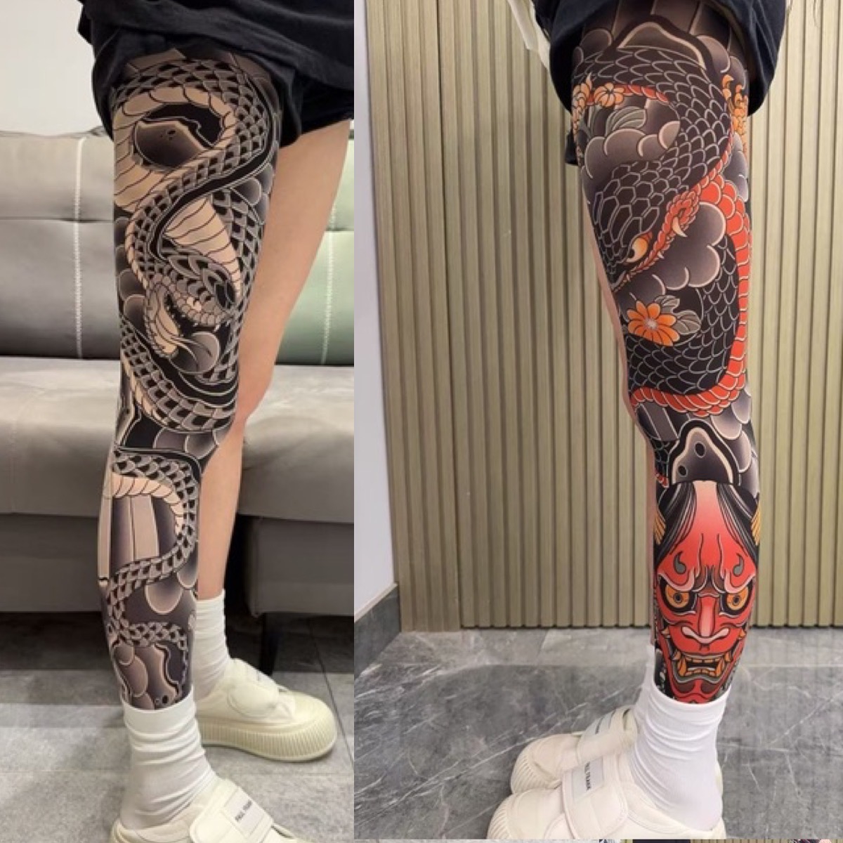 [Free Shipping Set]Tattoo Arm Stocking 2 Piece Set High Elasticity Seamless Tattoo Pantyhose Original Designer Collection