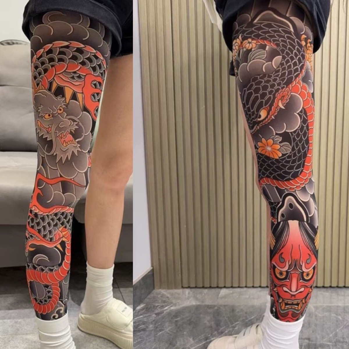 [Free Shipping Set]Tattoo Arm Stocking 2 Piece Set High Elasticity Seamless Tattoo Pantyhose Original Designer Collection