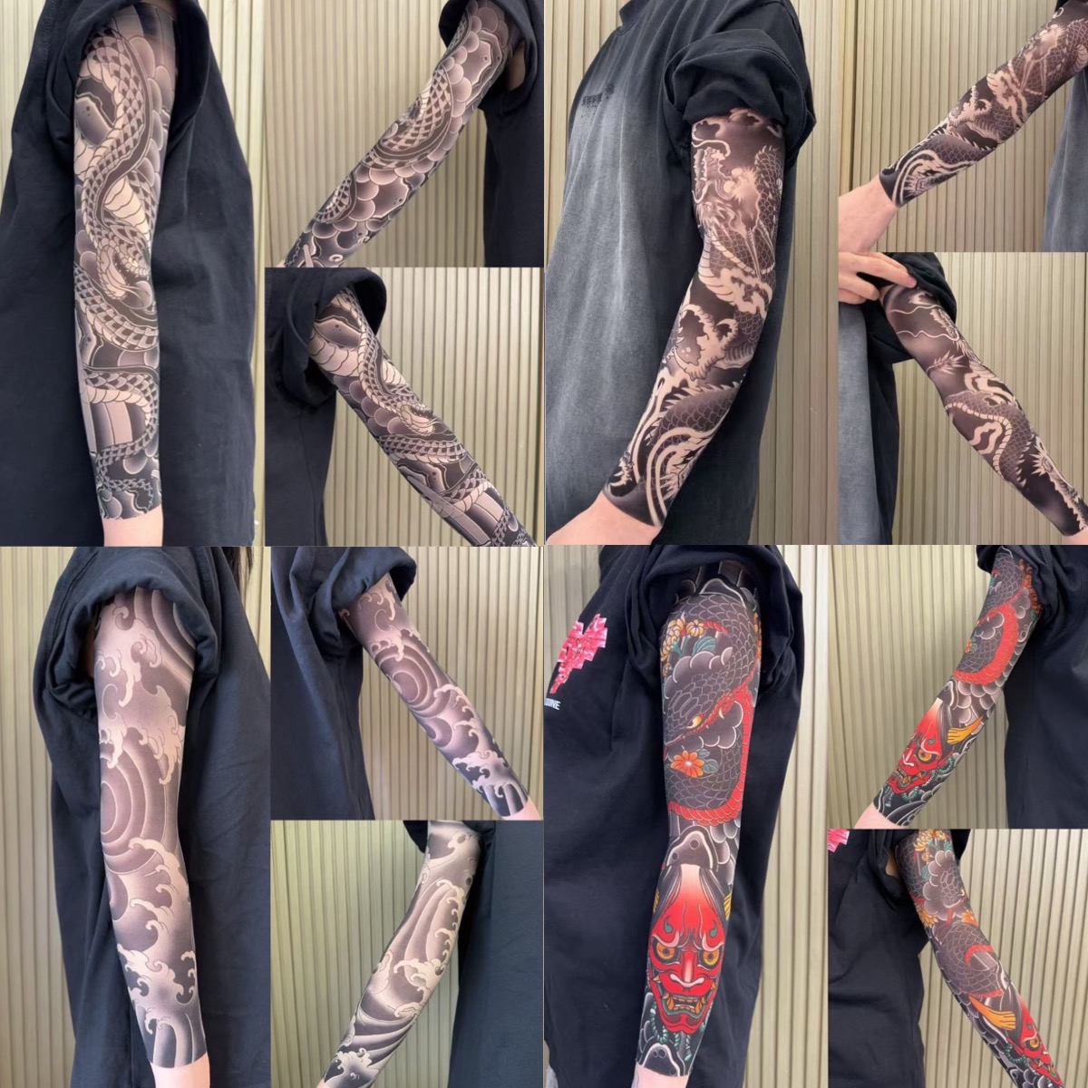 （Surprise 50% Off Set）Tattoo Arm Sleeve 4 Piece Set Ultra Light Tattoo Arm Sleeve High Elasticity Seamless Original Designer Collection