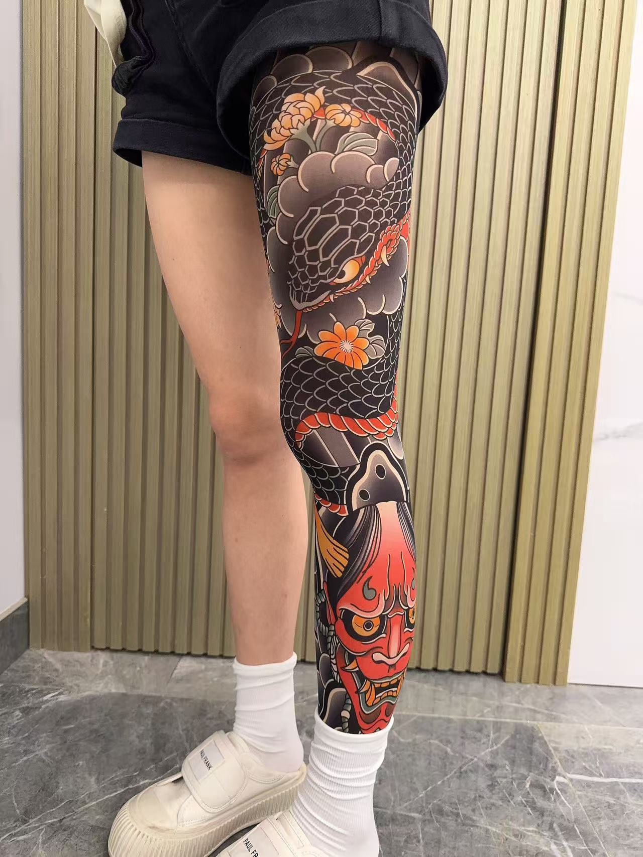 [Free Shipping Set/40％ OFF]Tattoo Arm Stocking 3 Piece Set High Elasticity Seamless Tattoo Pantyhose Original Designer Collection