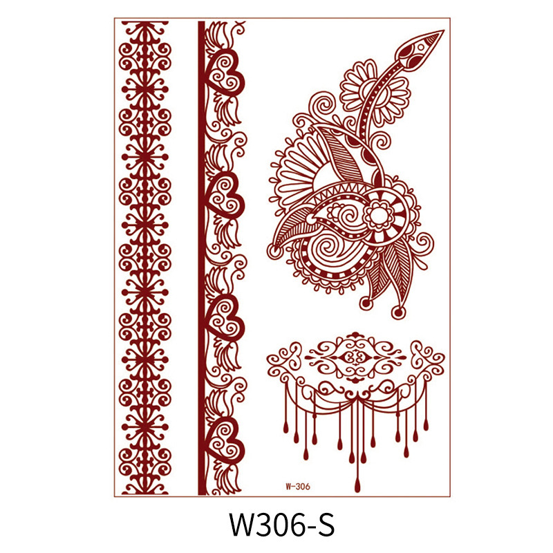 Brown Henna Art Waterproof Temporary Beach Tattoo Sticker