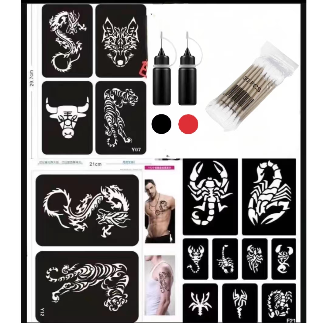 Reusable Skeleton Tattoo Stencil Waterproof Tattoo Sticker Set ...