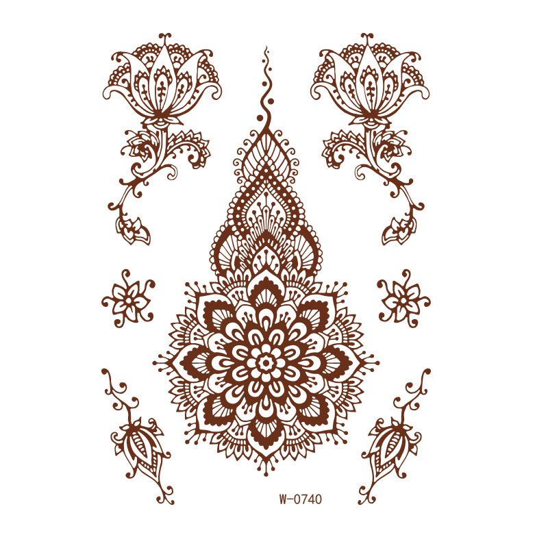 Brown Henna Art Waterproof Temporary Beach Tattoo Sticker 