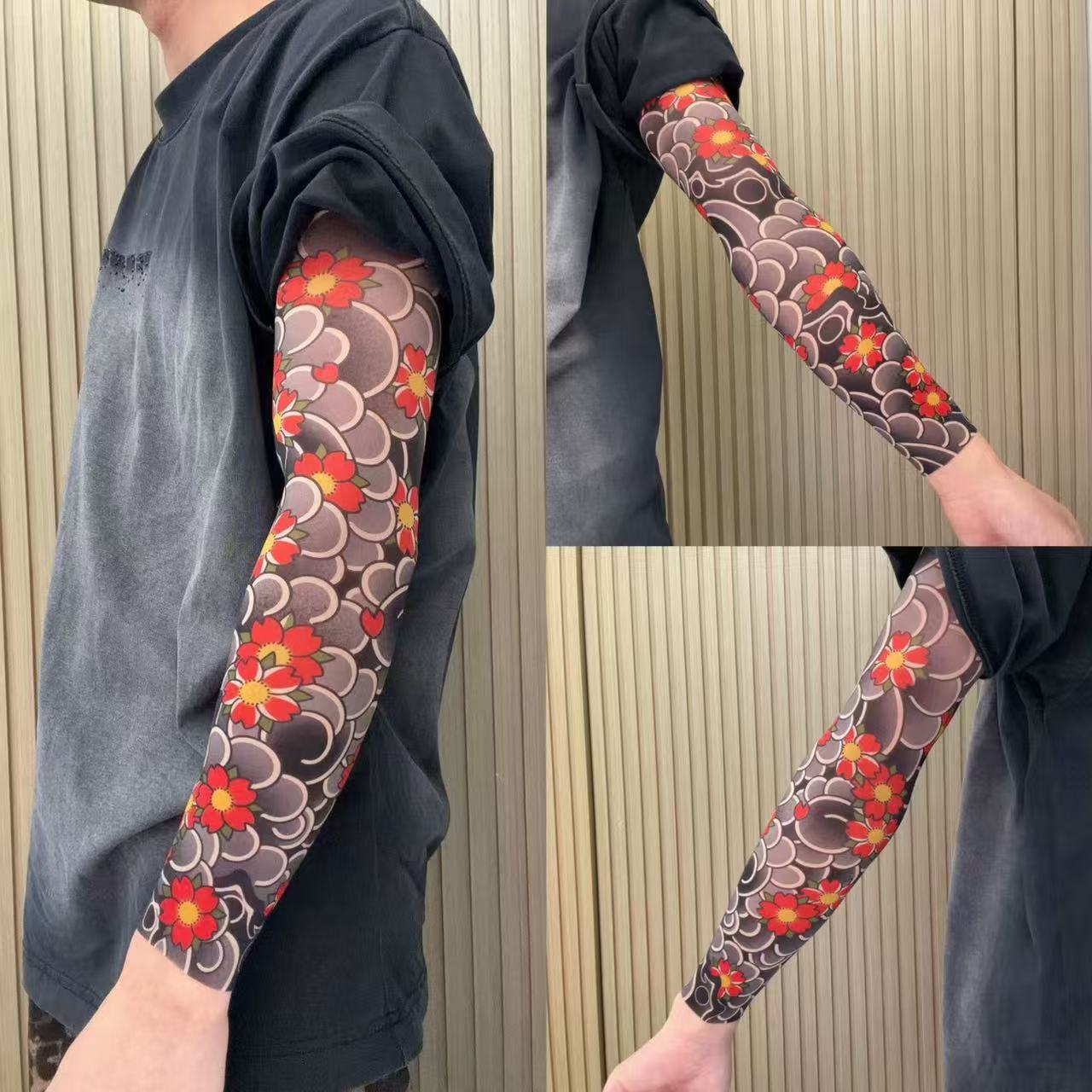 Ultra Light Tattoo Arm Sleeve High Elasticity Seamless Original Designer Collection（  Cherry/sakura）