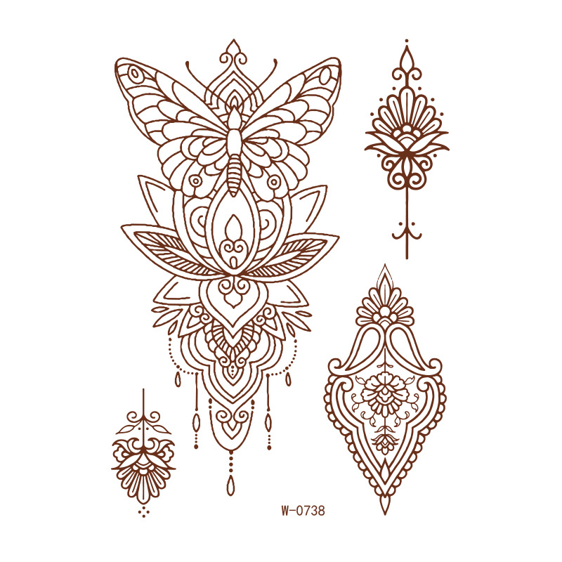 Brown Henna Art Waterproof Temporary Beach Tattoo Sticker 
