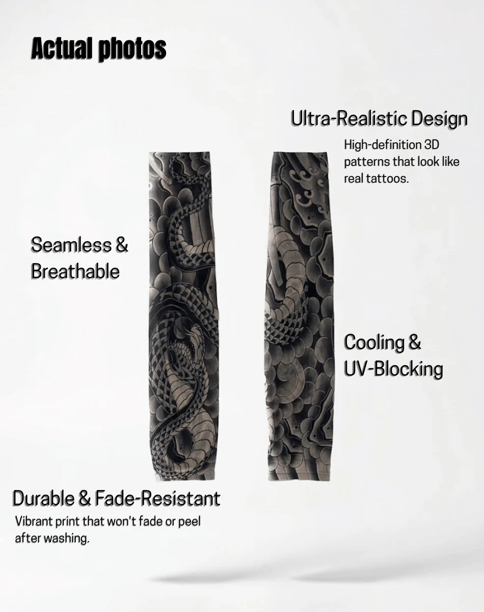 [Free Shipping Set]Tattoo Arm Sleeve+Stocking 2 Piece Set Ultra-clear Highly Elastic Seamless Tattoo Arm Sleeve&Tattoo Stocking Set Original Designer Collection
