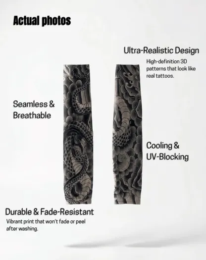 [Free Shipping Set]Tattoo Arm Sleeve+Stocking 2 Piece Set Ultra-clear Highly Elastic Seamless Tattoo Arm Sleeve&Tattoo Stocking Set Original Designer Collection