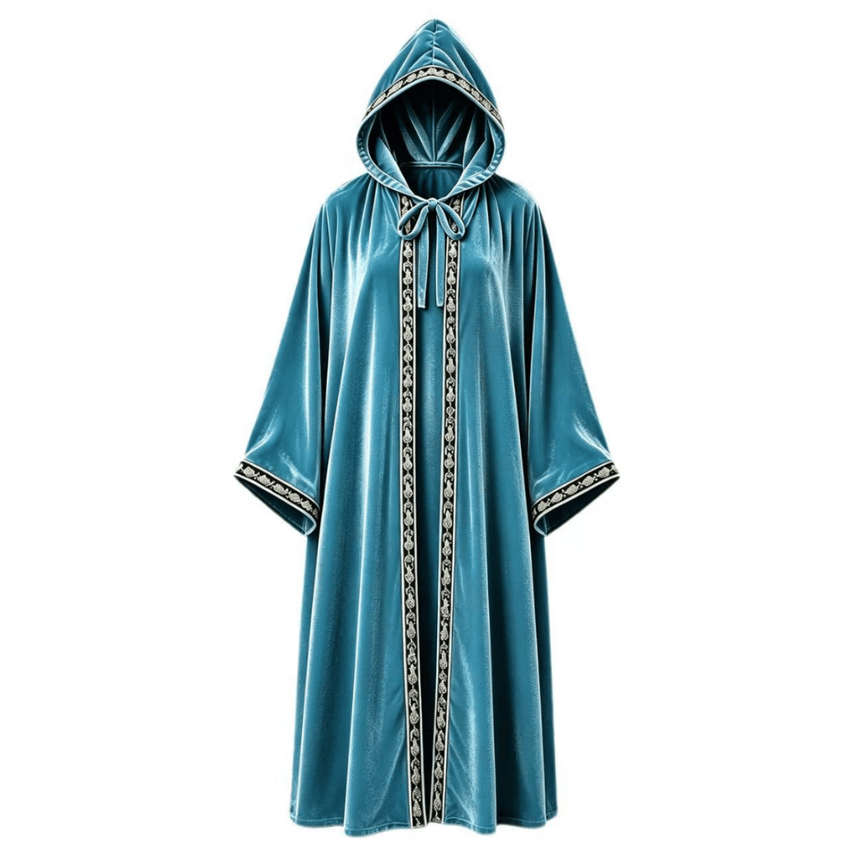 Medieval Renaissance Hooded Wizard Robe, Embroidered Velvet Magician Cloak, Unisex Cosplay Costume, Custom Size, Halloween, LARP, Renaissance Fair, Wizard Priest Outfit | Astricos