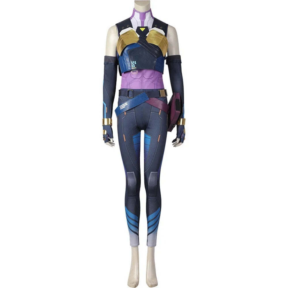 Valorant Neon Cosplay Costume – Blue Combat Uniform for Women | Full Set for Halloween & Party | Astricos-Astricos