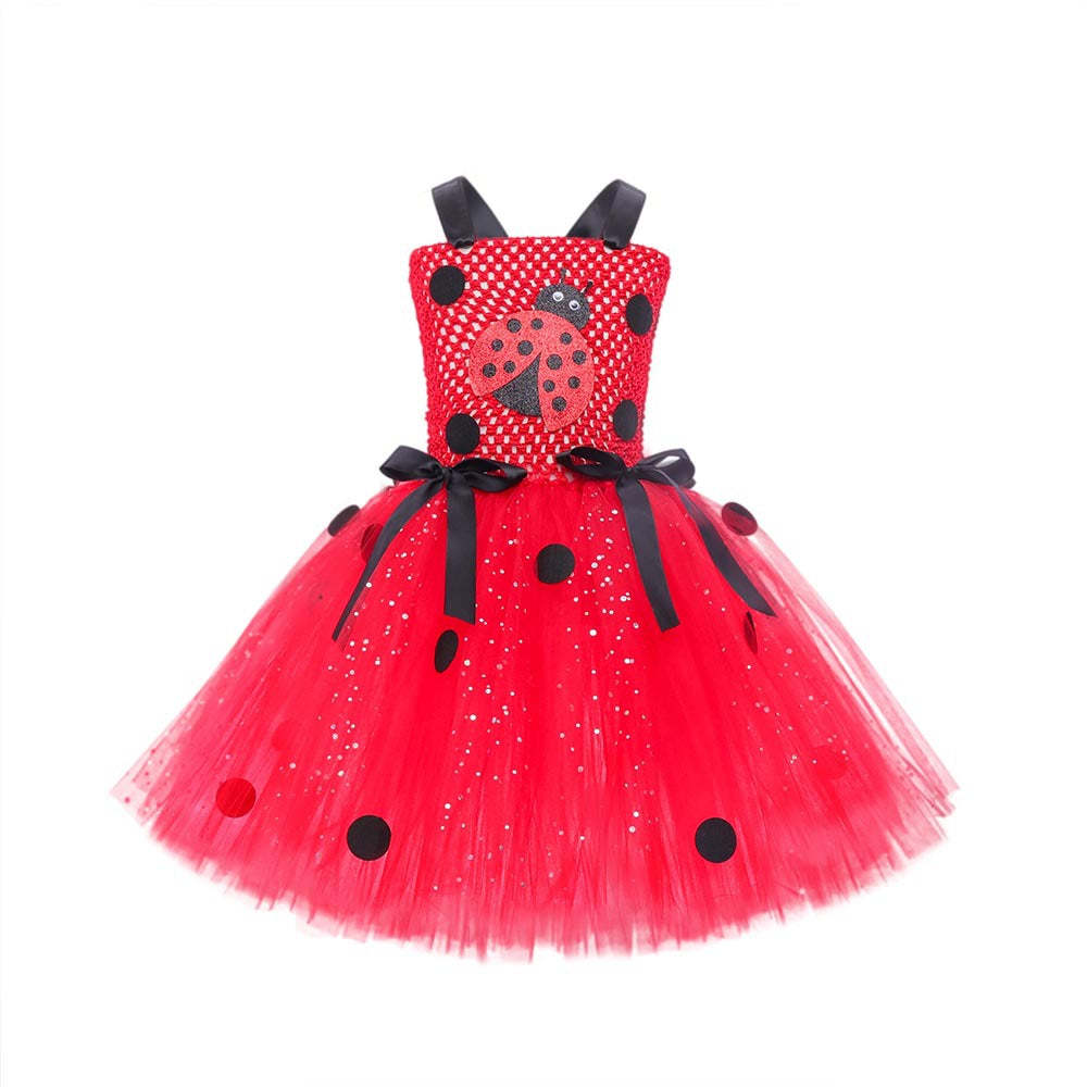 Kids Ladybug Red Mesh Princess Dress - Halloween & Cosplay Costume-Astricos