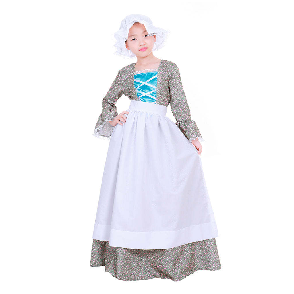 Authentic Pioneer Prairie Colonial Maid Costume for Girls & Kids | Astricos-Astricos
