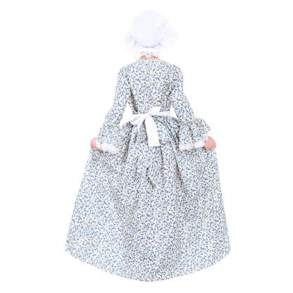 Vintage Countryside Floral Pilgrim Pioneer Bonnet Set - Colonial Cosplay Dress for Girls-Astricos