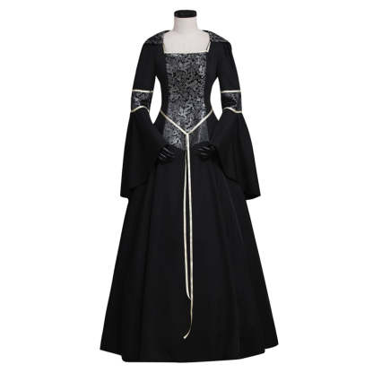 Elegant Black Medieval Renaissance Victorian Ball Gown Dress for Women-Astricos
