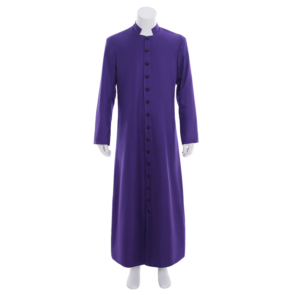 Men's Purple Clergy Robes Cassock - Standing Collar Church Priest Costume for Liturgical Events-Astricos