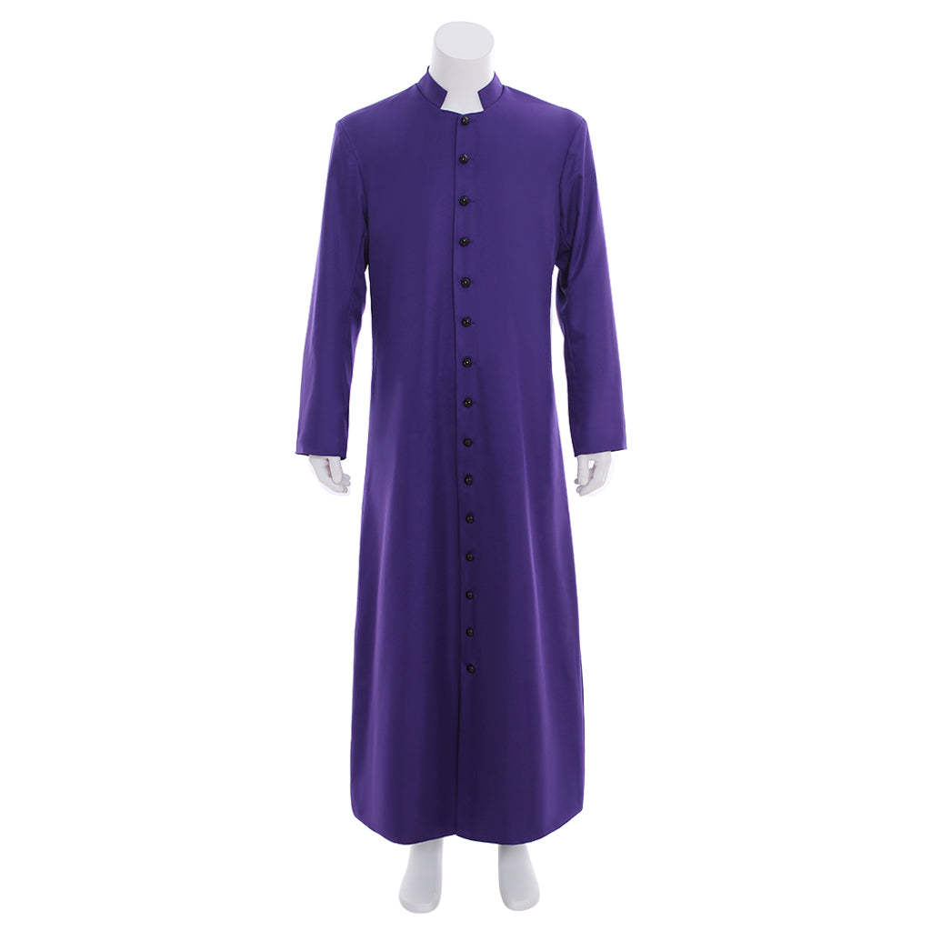 Men's Purple Clergy Robes Cassock - Standing Collar Church Priest Costume for Liturgical Events-Astricos