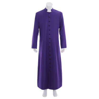 Men's Purple Clergy Robes Cassock - Standing Collar Church Priest Costume for Liturgical Events-Astricos