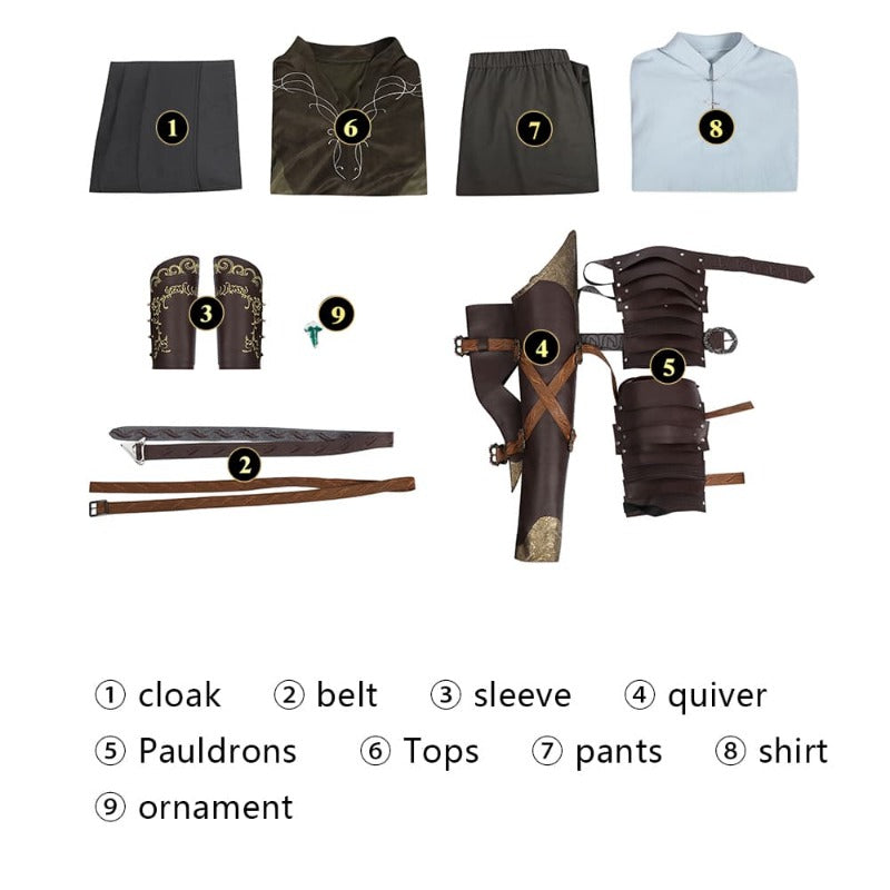 Legolas Elf Prince Cosplay Costume Full Set with Cloak - Lord of the Rings-Astricos