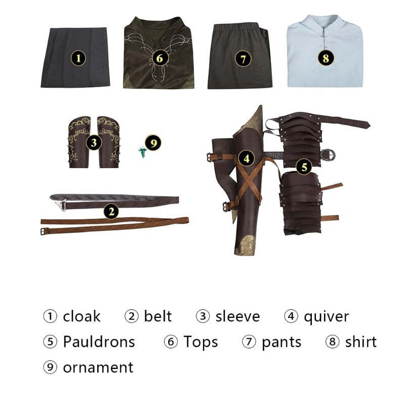 Legolas Elf Prince Cosplay Costume Full Set with Cloak - Lord of the Rings-Astricos