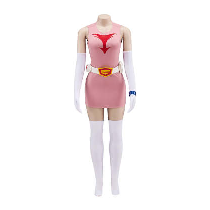 Official Science Ninja Team Gatchaman Pink Jun Cosplay Costume – Anime Outfit-Astricos