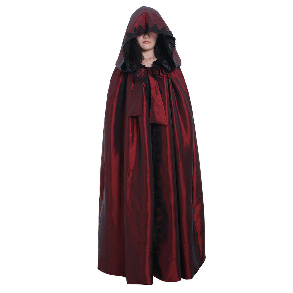 Victorian Red Velvet Cloak - Premium Halloween Cosplay Costume | Astricos-Astricos