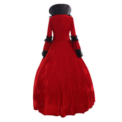 Retro Floral Print Gothic Women's Dress - Elegant Fall Winter Party Gown with Flare Sleeves-Astricos