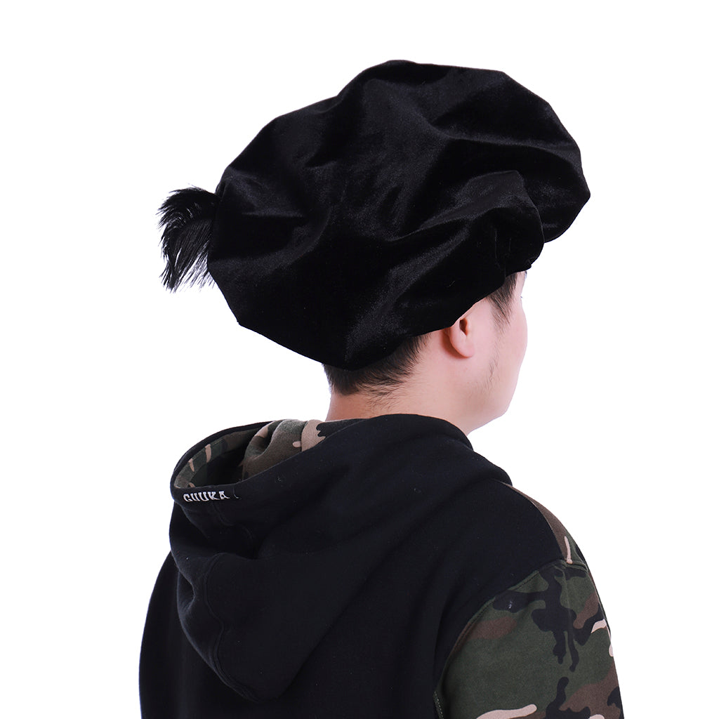 Authentic Renaissance Medieval Tudor Flat Cap - Black Cosplay Hat for Men-Astricos