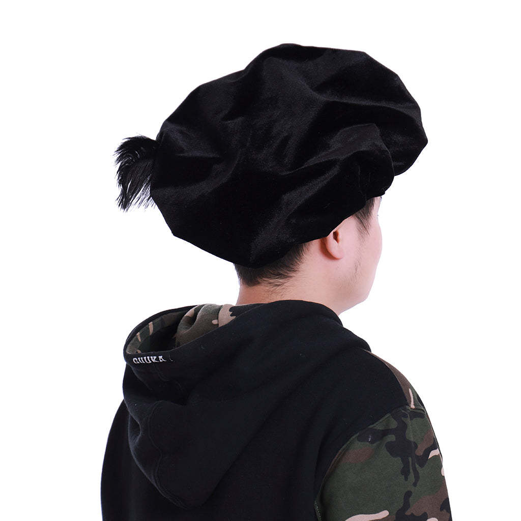 Authentic Renaissance Medieval Tudor Flat Cap - Black Cosplay Hat for Men-Astricos