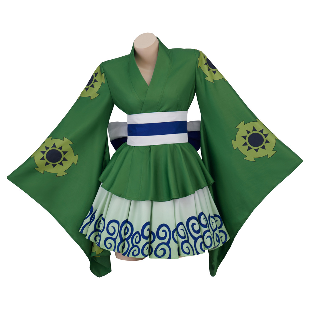 One Piece Genderbend Zoro Cosplay Kimono Dress, Custom Anime Halloween Outfit