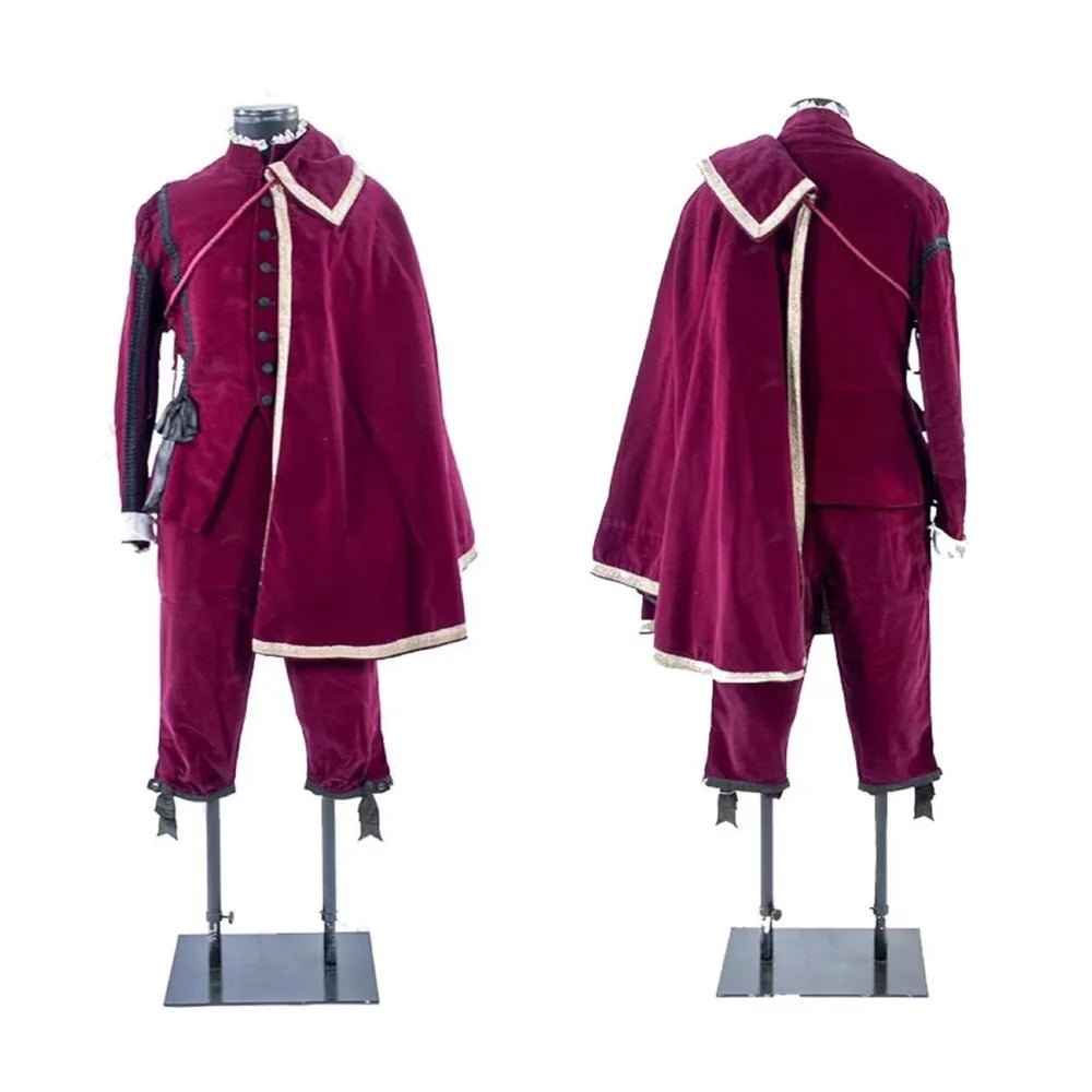 15th Century Renaissance Tudor King Costume - Regal Red Gown with Cloak | Astricos Medieval Cosplay-Astricos