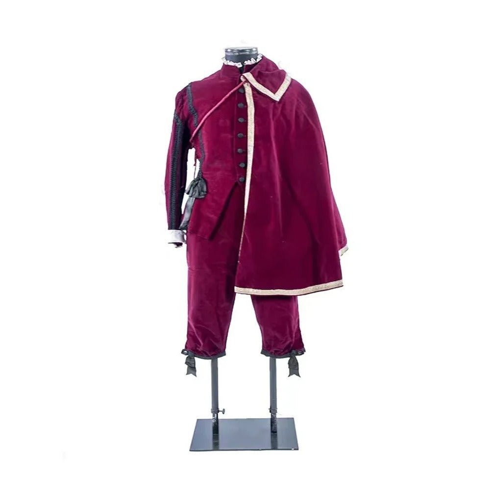 15th Century Renaissance Tudor King Costume - Regal Red Gown with Cloak | Astricos Medieval Cosplay-Astricos