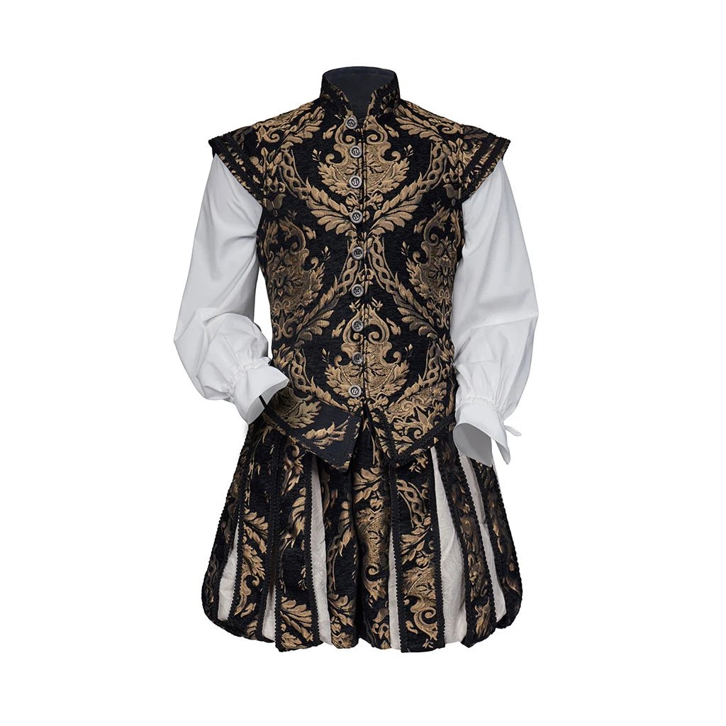 15th Century Renaissance Tudor Prince Costume - Luxurious Embroidered Vest & Pants Full Set | Astricos-Astricos