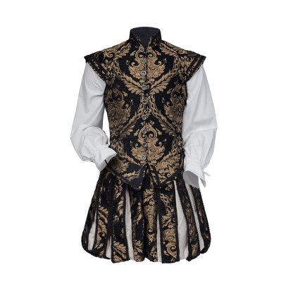 15th Century Renaissance Tudor Prince Costume - Luxurious Embroidered Vest & Pants Full Set | Astricos-Astricos