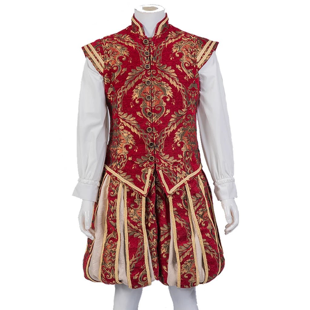 15th Century Renaissance Tudor Prince Costume - Luxurious Embroidered Vest & Pants Full Set | Astricos-Astricos