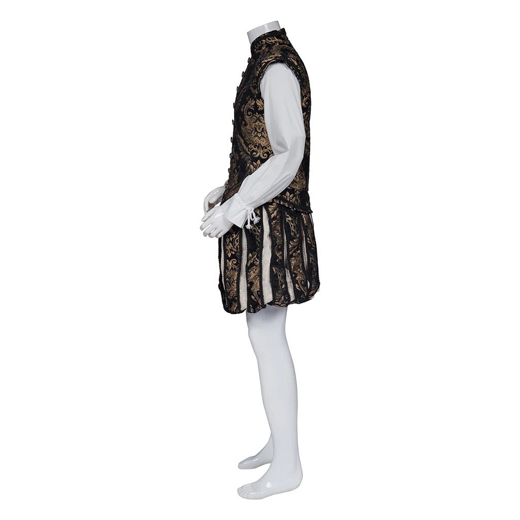 15th Century Renaissance Tudor Prince Costume - Luxurious Embroidered Vest & Pants Full Set | Astricos-Astricos