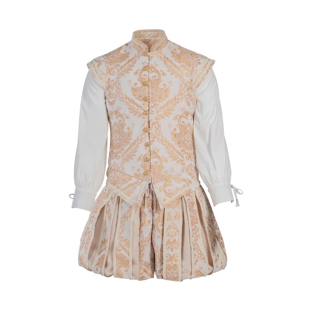 15th Century Renaissance Tudor Prince Costume - Luxurious Embroidered Vest & Pants Full Set | Astricos-Astricos