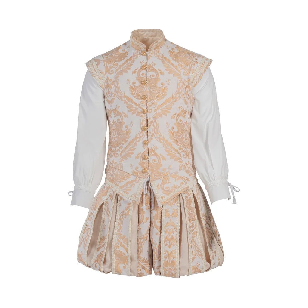 15th Century Renaissance Tudor Prince Costume - Luxurious Embroidered Vest & Pants Full Set | Astricos-Astricos