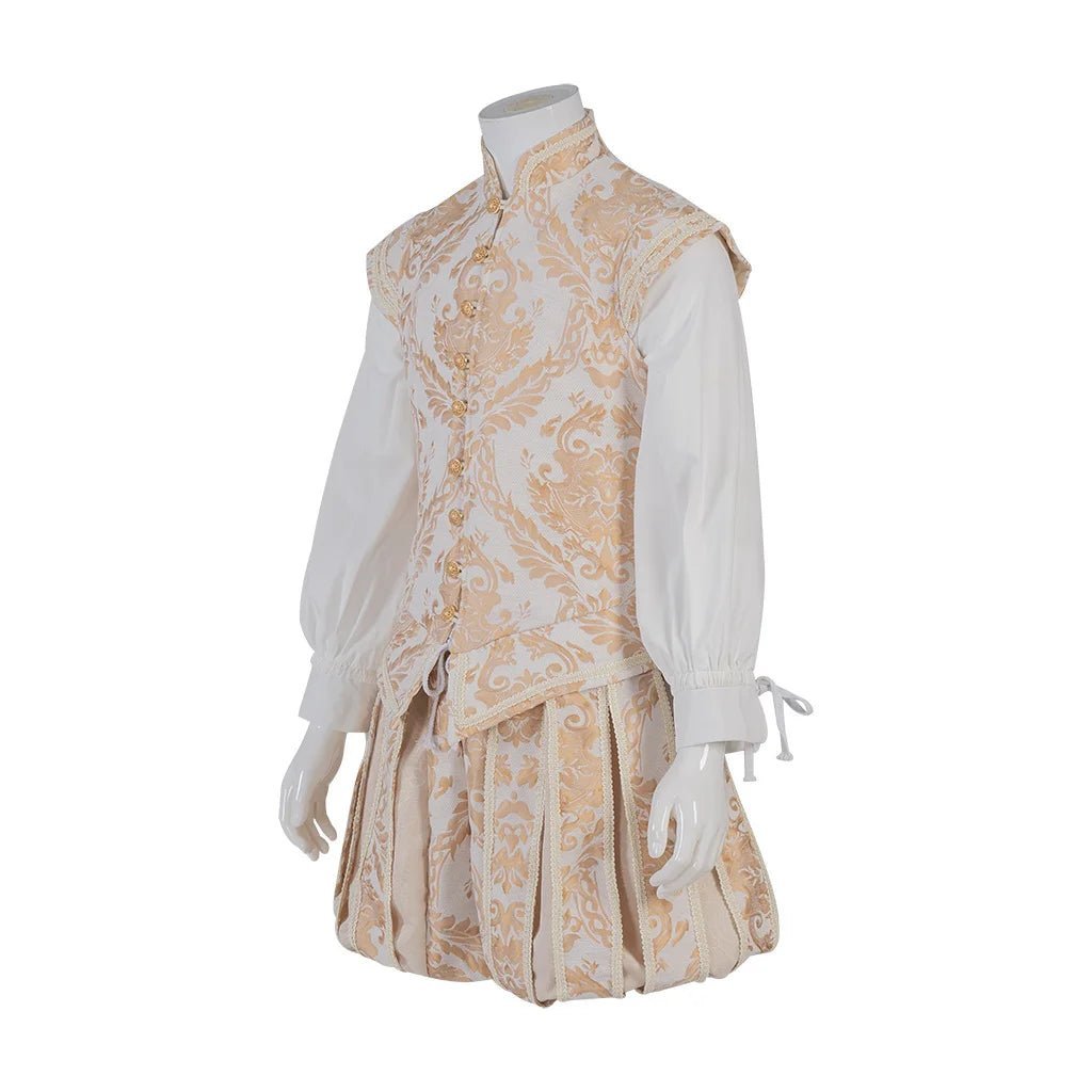 15th Century Renaissance Tudor Prince Costume - Luxurious Embroidered Vest & Pants Full Set | Astricos-Astricos
