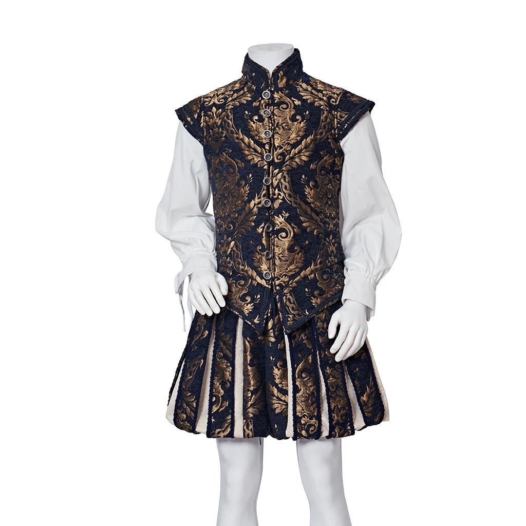 15th Century Renaissance Tudor Prince Costume - Luxurious Embroidered Vest & Pants Full Set | Astricos-Astricos