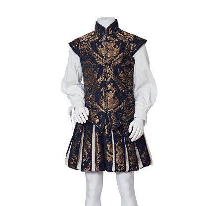 15th Century Renaissance Tudor Prince Costume - Luxurious Embroidered Vest & Pants Full Set | Astricos-Astricos