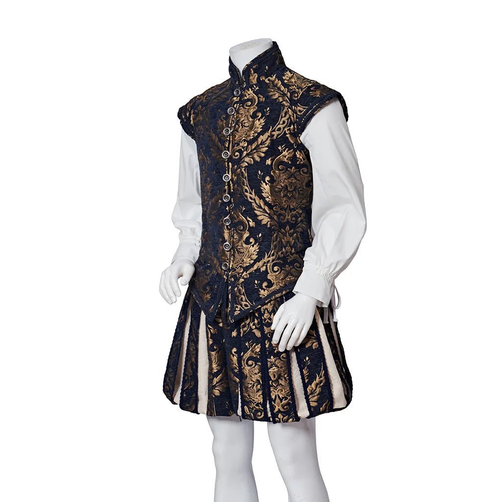 15th Century Renaissance Tudor Prince Costume - Luxurious Embroidered Vest & Pants Full Set | Astricos-Astricos