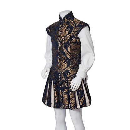 15th Century Renaissance Tudor Prince Costume - Luxurious Embroidered Vest & Pants Full Set | Astricos-Astricos