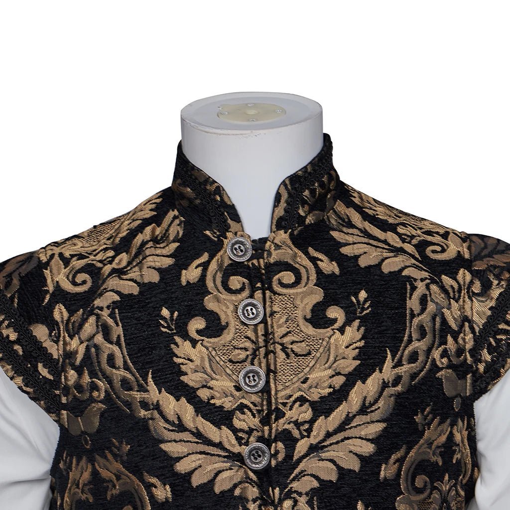 15th Century Renaissance Tudor Prince Costume - Luxurious Embroidered Vest & Pants Full Set | Astricos-Astricos