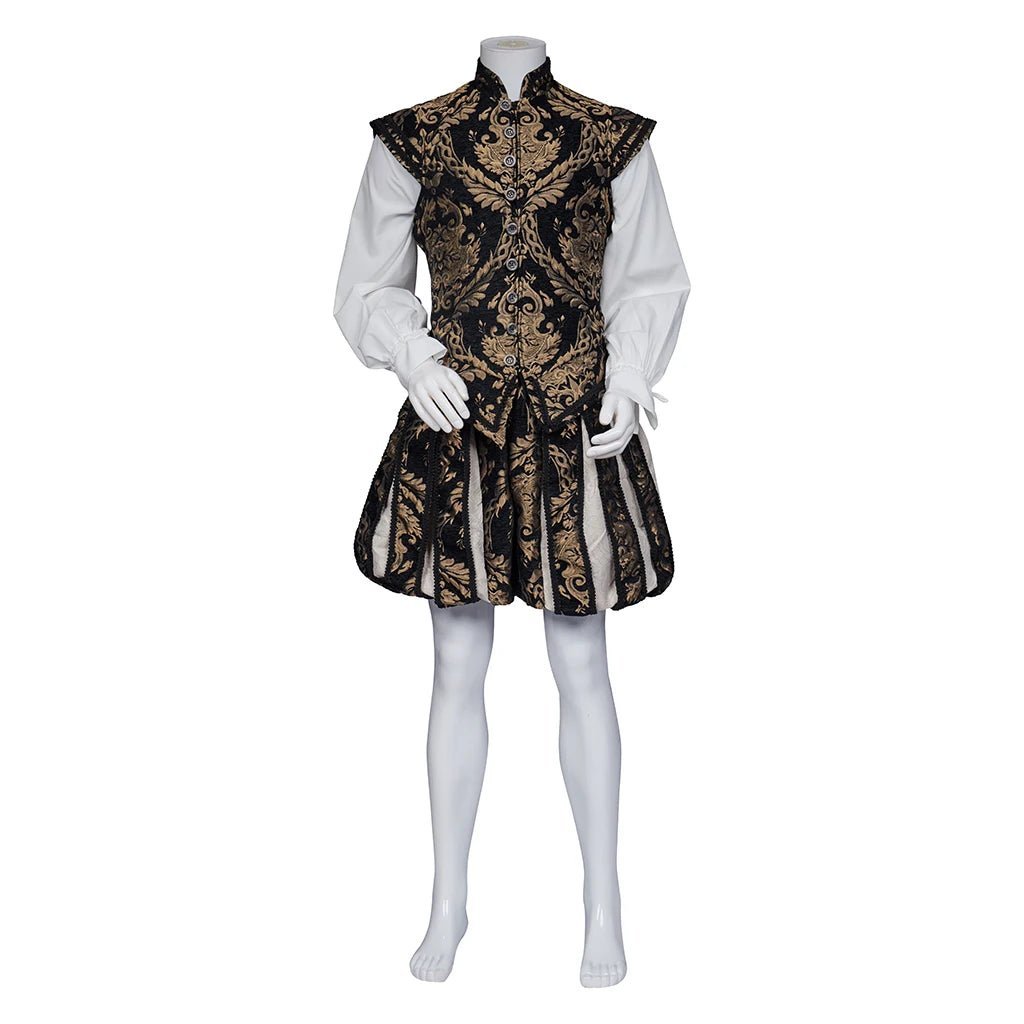 15th Century Renaissance Tudor Prince Costume - Luxurious Embroidered Vest & Pants Full Set | Astricos-Astricos