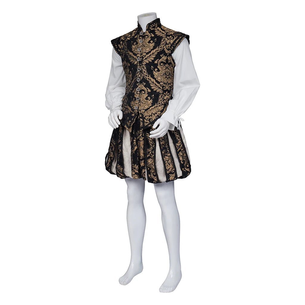 15th Century Renaissance Tudor Prince Costume - Luxurious Embroidered Vest & Pants Full Set | Astricos-Astricos
