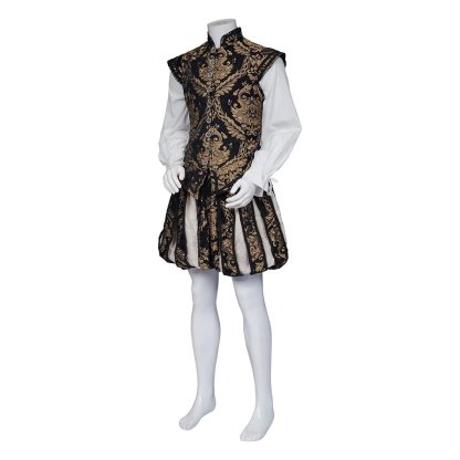 15th Century Renaissance Tudor Prince Costume - Luxurious Embroidered Vest & Pants Full Set | Astricos-Astricos