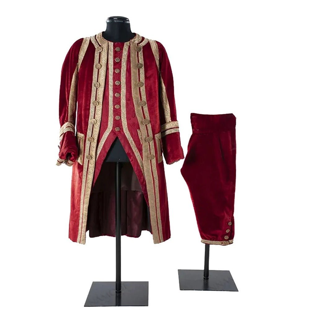 1730s Tudor King Prince Costume - Rococo Noble Colonial Regent Suit | Men’s Red Velvet Uniform | Astricos Cosplay-Astricos