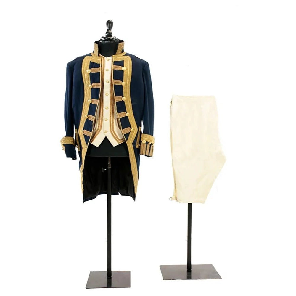 1770s Rococo Louis Era Men's Navy Blue Military Costume - Marie Antoinette Style Suit | Astricos-Astricos