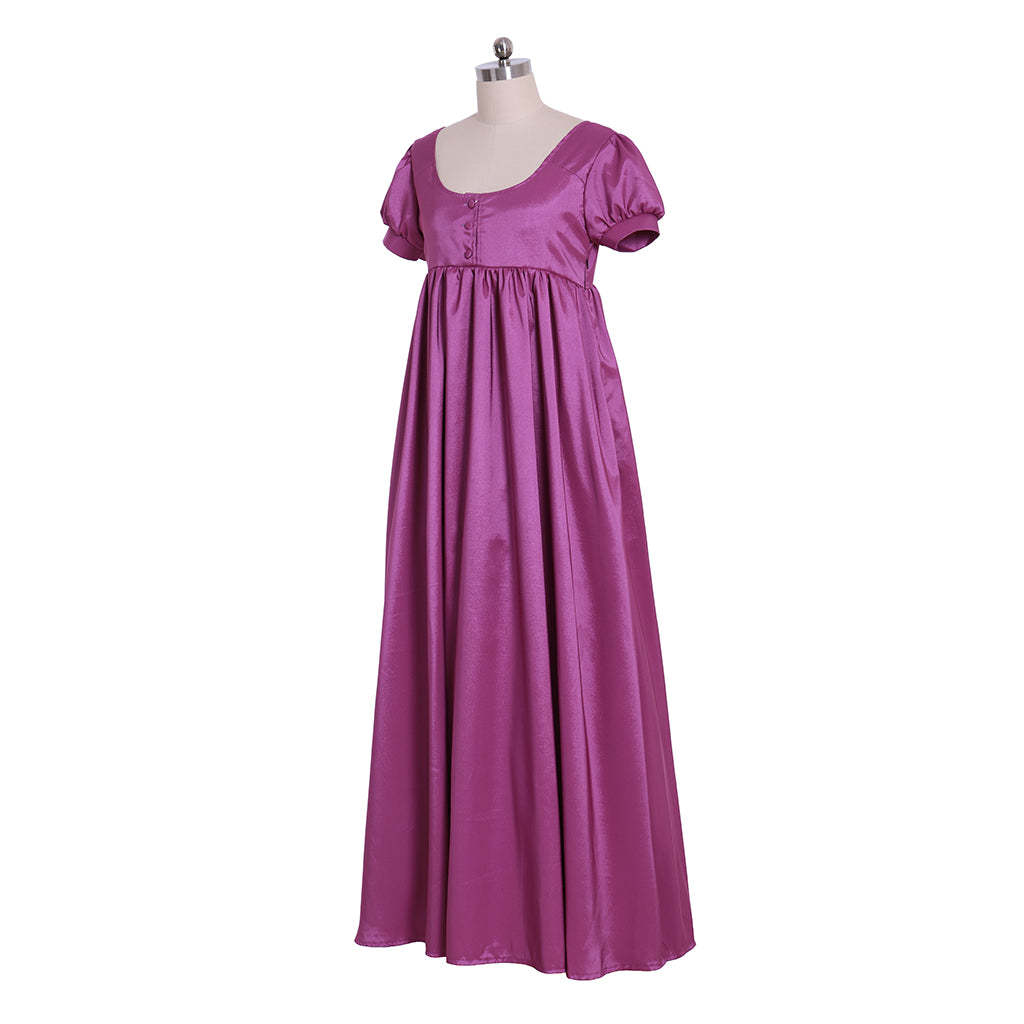 Regency Purple Medieval Renaissance Dress - Noble Tea Party Gown for Women-Astricos